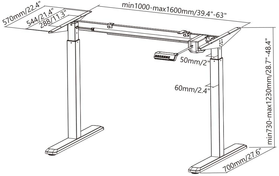 dimensions alldrei bureau réglable